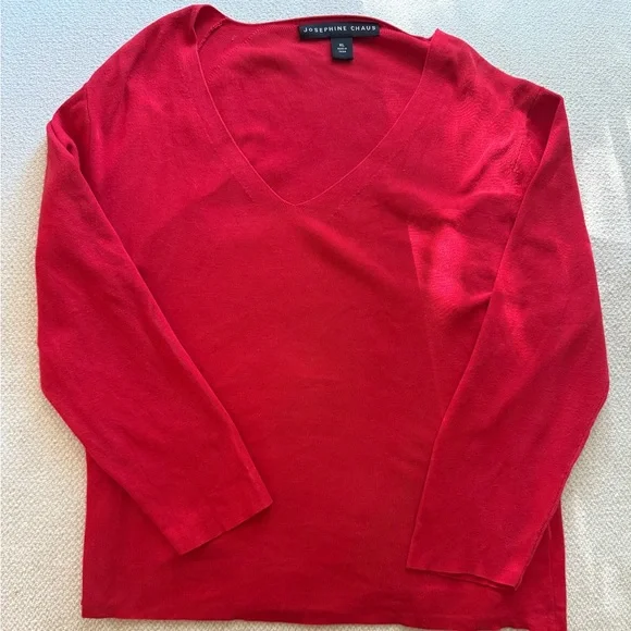 Josephine Chaus Vintage Red Stretch Blouse - Picture 5 of 7